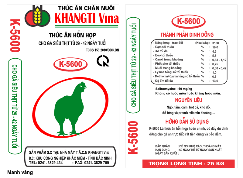 Thức ăn hỗn hợp cho gà siêu thịt từ 29 - 42 ngày tuổi