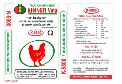 Thức ăn hỗn hợp cho gà lông màu nuôi công nghiệp từ 31 ngày tuổi đến xuất bán